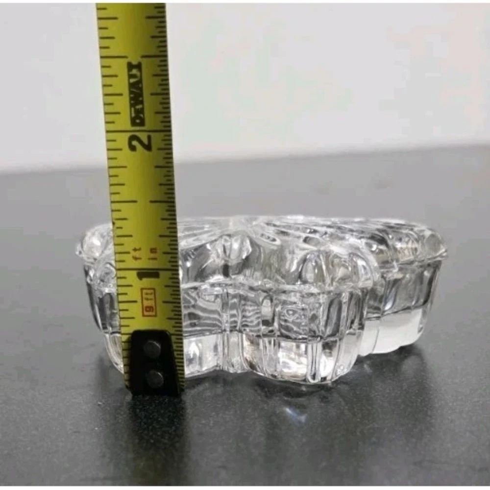 New Butterfly Lidded Trinket Dish Clear Pressed Glass Crystal Jewelry Box Vanity
